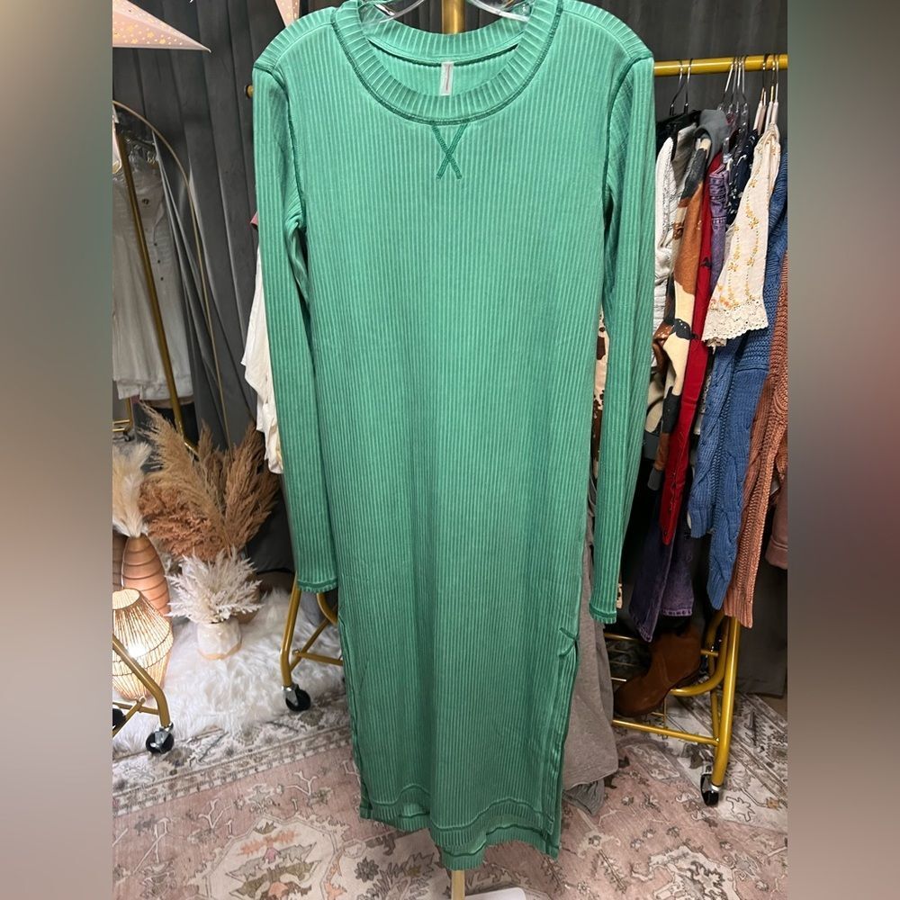 FP Movement by Free People Green Ribbed Midi Dress - Picture 6 of 7